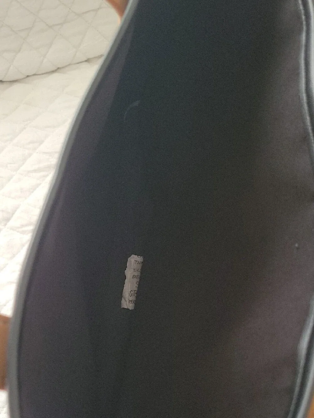 Black Patterned Laptop Tote with Tan Handles